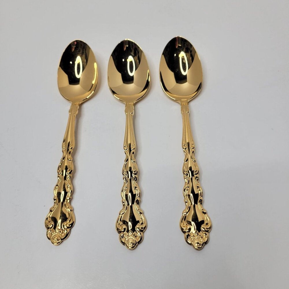 Oneida Community Gold Beethoven Golden Electroplate Flatware Set of 3 Spoons